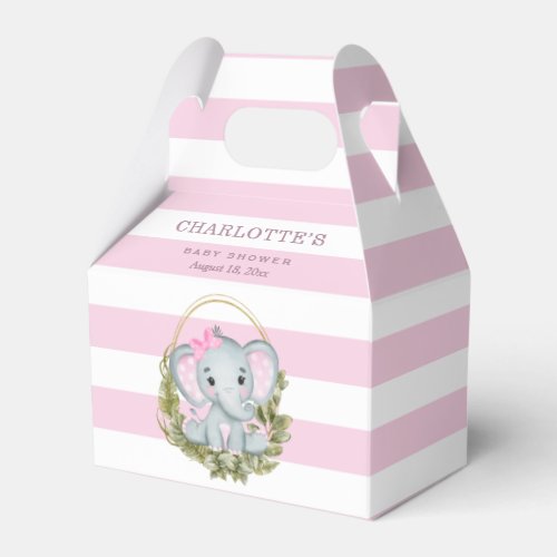 Jungle Elephant Cute Pink Baby Shower Favor Boxes