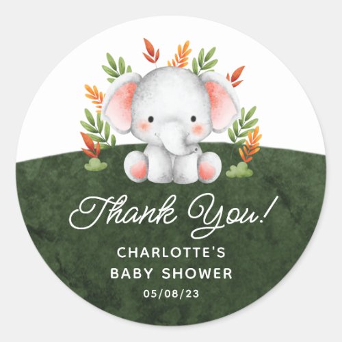 Jungle Elephant Favor Classic Round Sticker