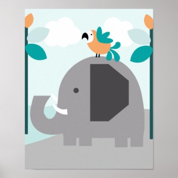 Jungle Elephant Nursery Art Poster 2 Of 3 by Personalizedbydiane at Zazzle