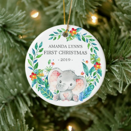 Jungle Elephant Photo1st Christmas Ornament