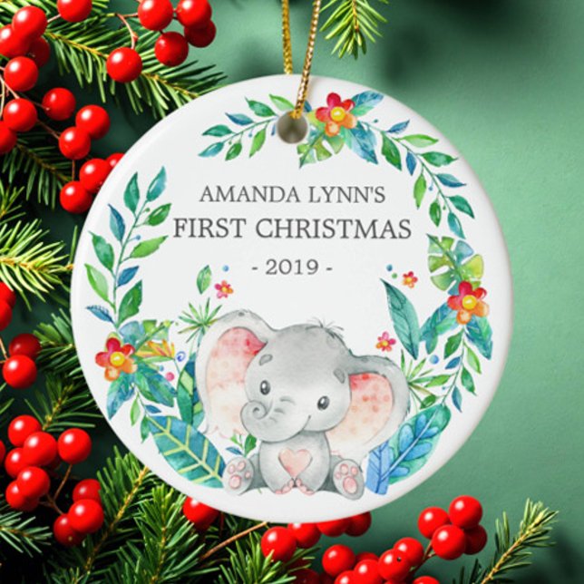 Jungle Elephant Photo1st Christmas Ornament (Creator Uploaded)