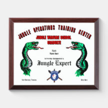 Jungle Expert Award Plaque