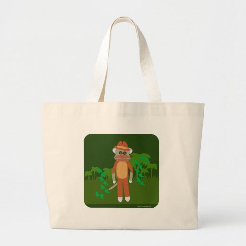 Jungle Explorer Sock Monkey Large Tote Bag