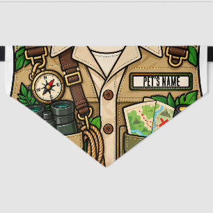 Jungle Explorer Treasure Hunter Costume Custom Pet Bandana Collar