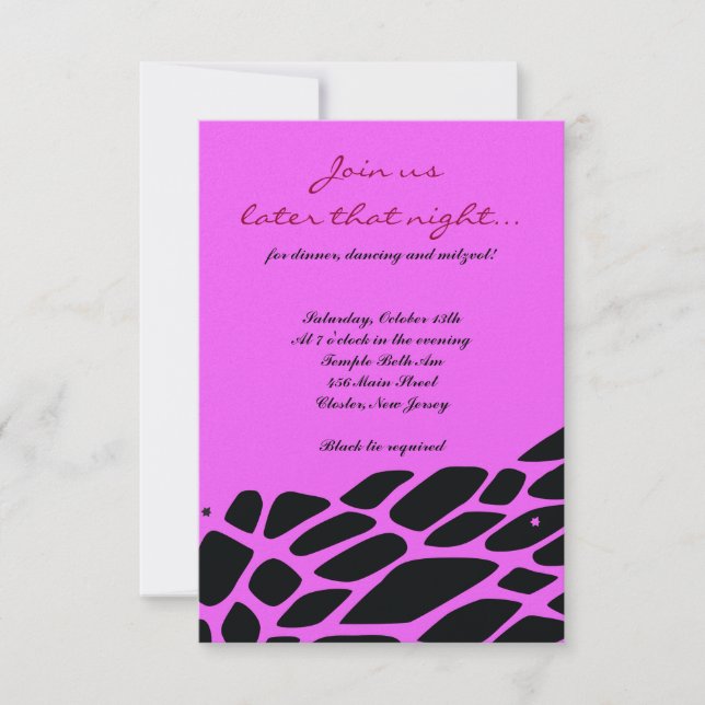 JUNGLE FEVER Bat Bar Mitzvah Party Card Pink (Front)
