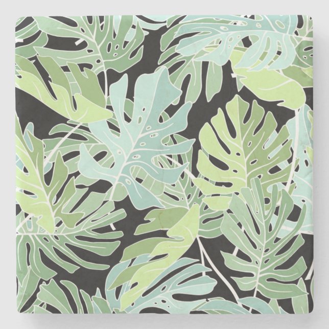 Jungle Floral Pattern 2 Stone Coaster (Front)