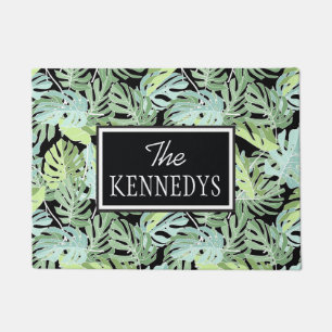 Jungle Floral Pattern Add Your Name Doormat