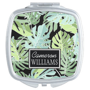 Jungle Floral Pattern   Add Your Name Vanity Mirror