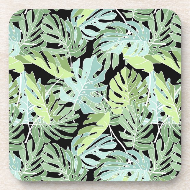 Jungle Floral Pattern Beverage Coaster (Front)