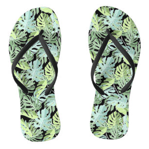 Jungle Floral Pattern Flip Flops