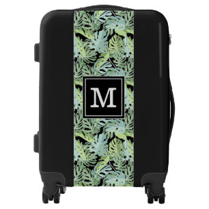 Jungle Floral Pattern   Monogram Luggage