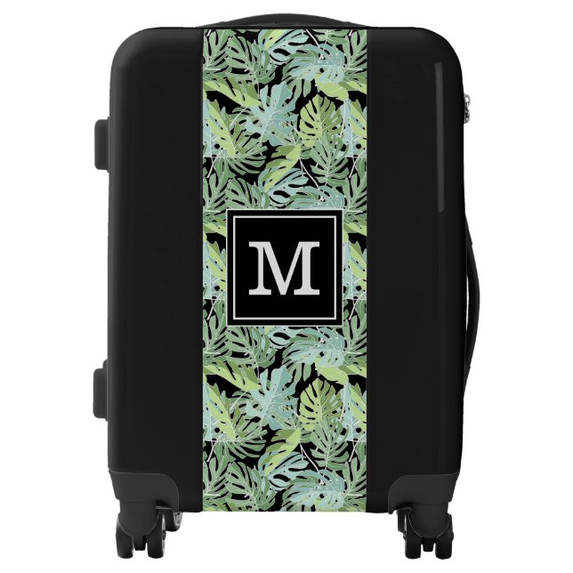 Jungle Floral Pattern | Monogram Luggage (Front)