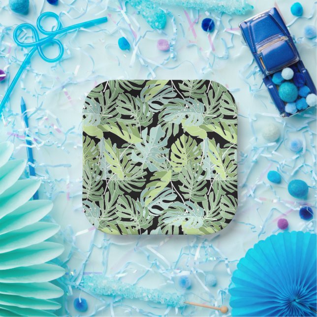 Jungle Floral Pattern Paper Plates (Party)