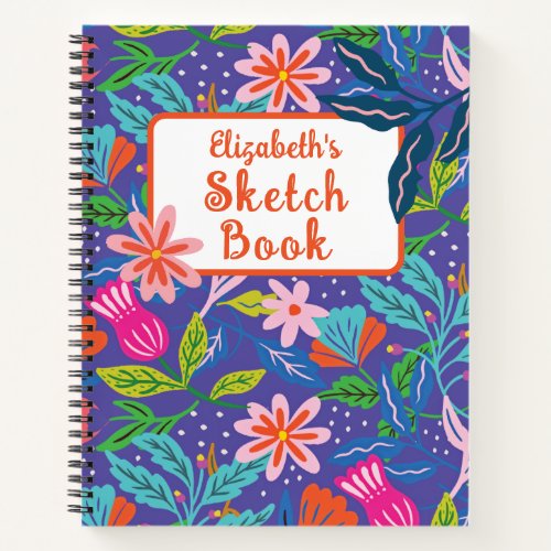 Jungle Flowers Purplish Blue Sketch Book