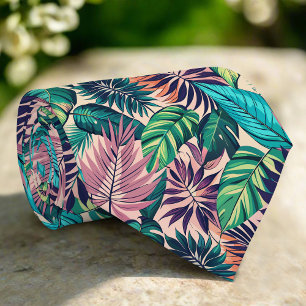 Jungle Foliage Design Tropical Forest Leaves Neck Tie