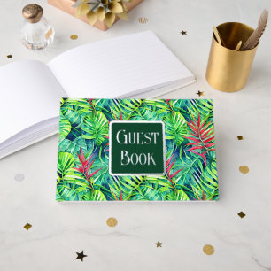Jungle foliage leaf pattern real foil collage foil guest book