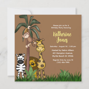 Jungle Friends Birthday Party Invitation