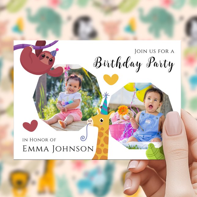Jungle Friends Party Design with Photos Invitation (Creator Uploaded)