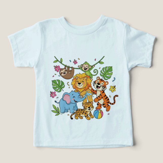 Jungle Friends Playtime – Cheerful Kids  Toddler T-shirt (Design Front)
