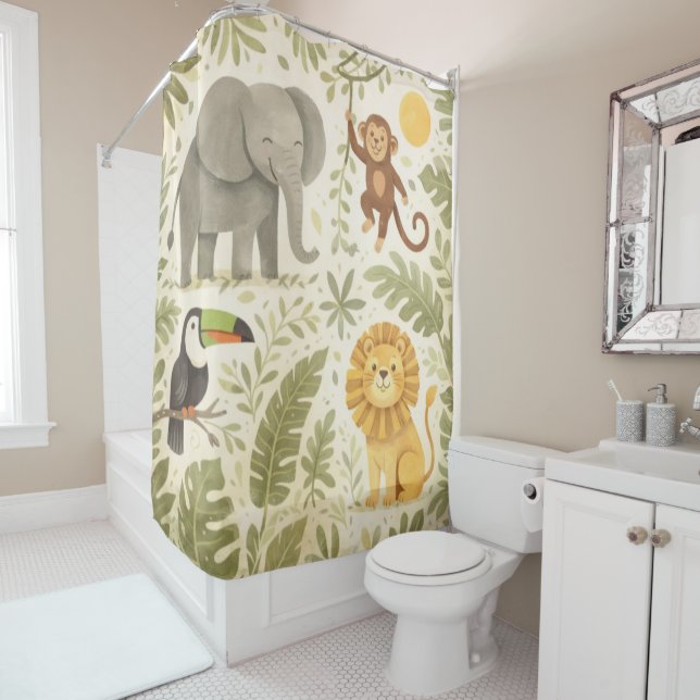 Jungle Friends Shower Curtain (In Situ)