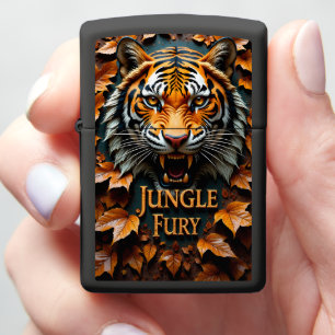 Jungle Fury Roaring Tiger Leaves Zippo Lighter
