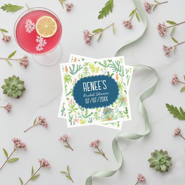 Jungle Garden Watercolor Custom BRIDAL SHOWER Napkins (Jungle Garden Watercolor hand-painted floral botanical Custom BRIDAL SHOWER Napkins
)