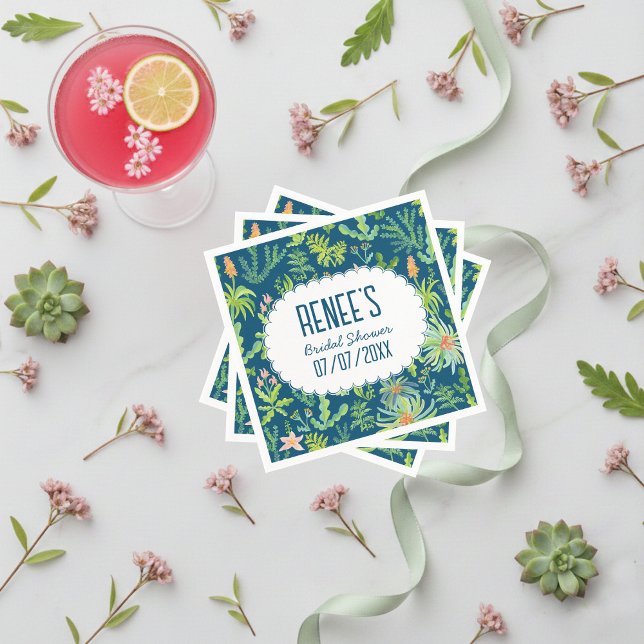 Jungle Garden Watercolor Custom BRIDAL SHOWER Napkins (Jungle Garden Watercolor Hand-painted floral botanical Custom BRIDAL SHOWER Napkins
)