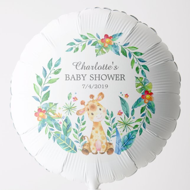 Jungle Giraffe Baby Shower Balloon (Front)