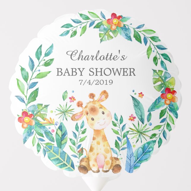 Jungle Giraffe Baby Shower Balloon (Front)