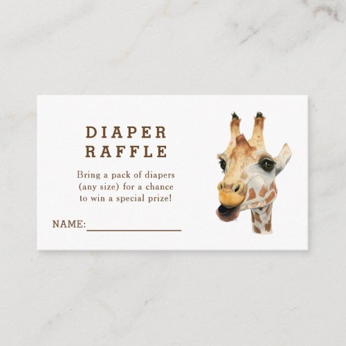 Jungle Giraffe Baby Shower Diaper Raffle Card