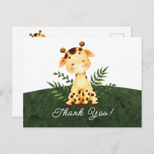 Jungle Giraffe Baby Shower Thank You Postcard