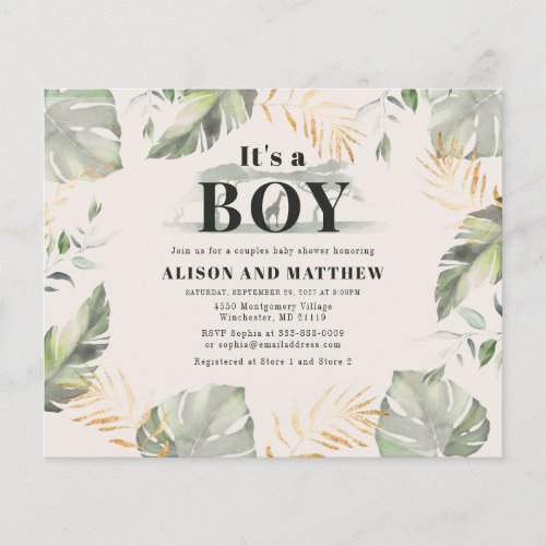 Jungle Giraffe Boy Baby Shower Invitation