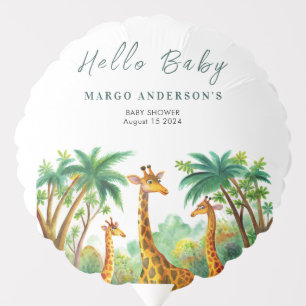 Jungle Giraffe Cute Elegant Hello Baby shower Balloon