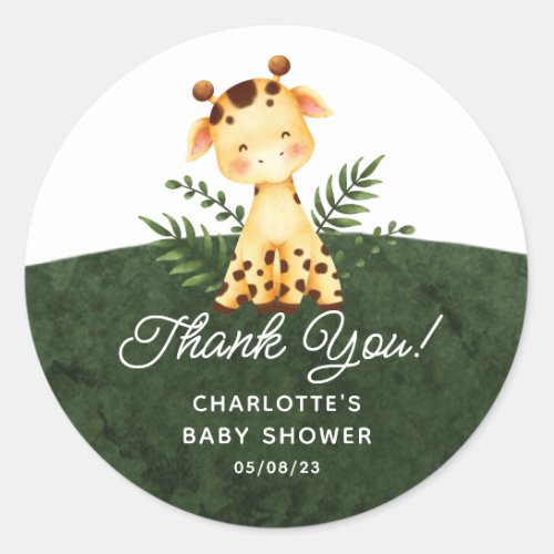 Jungle Giraffe Favor Classic Round Sticker