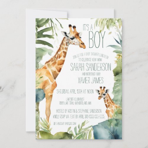 Jungle Giraffe Meet the Baby Shower Invitation