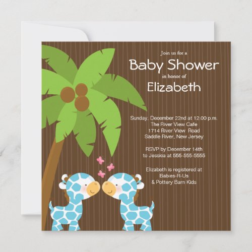Jungle Giraffe Multiple Baby Shower Invitations