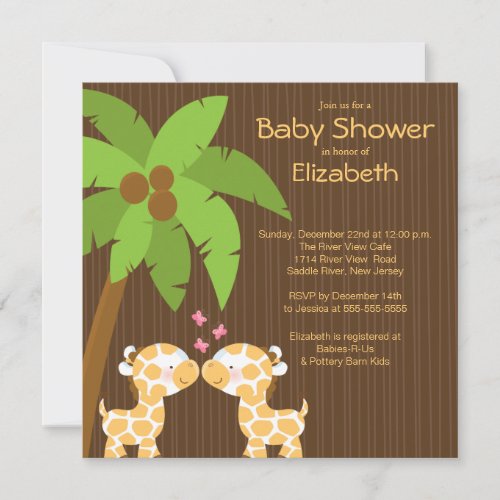 Jungle Giraffe Multiple Baby Shower Invitations