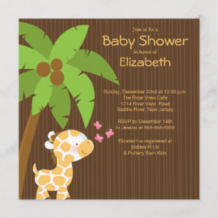 Jungle Giraffe Neutral Baby Shower Invitations