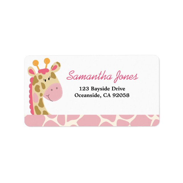 JUNGLE GIRAFFE PRINT (PINK) MAILING LABEL (Front)