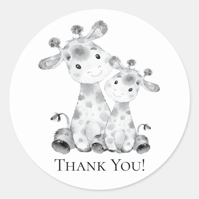 Jungle Giraffe Shower Thank You Favor Sticker (Front)