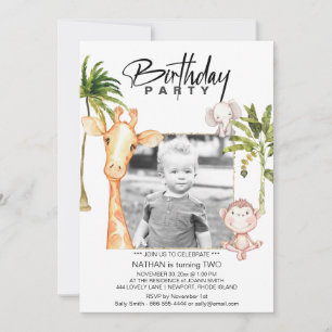 *~* Jungle Giraffe TWO 2  AR21  Photo  Birthday Invitation