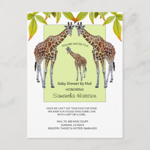 Jungle Giraffe Watercolor Baby Shower By Mail Invitation Postcard