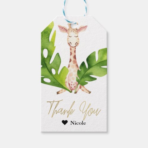 Jungle Giraffe Watercolor Baby Shower Party Favor Gift Tags