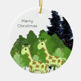 Jungle Giraffes Ceramic Ornament