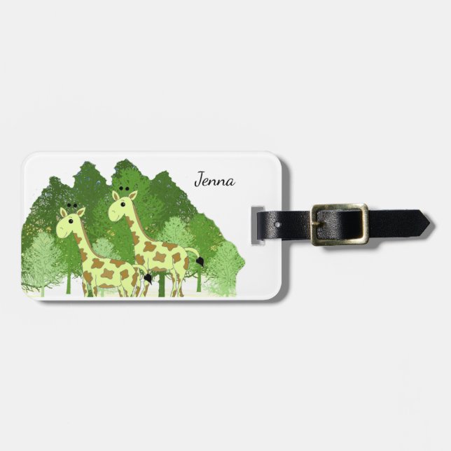 Jungle Giraffes Luggage Tag (Front Horizontal)