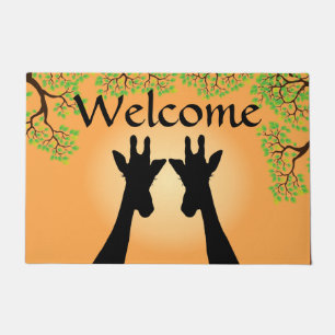 Jungle Giraffes Welcome Doormat