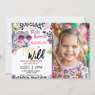 Jungle Girl 2nd Birthday Safari Two Wild Photo Invitation