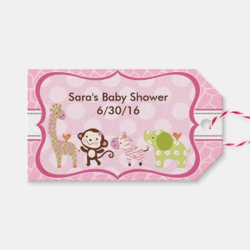 Jungle Girl Animals Baby Shower Gift Tags by Personalizedbydiane at Zazzle