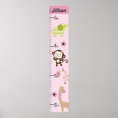 Jungle Girl Animals Growth Chart Keep at 8x44