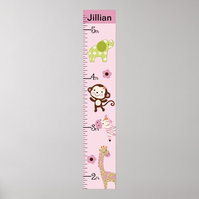 Jungle Girl Animals Growth Chart Keep at 8x44! (Front)